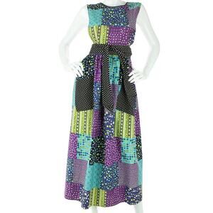 Vintage Patchwork Wrap Dress Boho Hippie XS